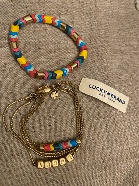 Lucky Brand Multi Colored Chevron Snake beads Bracelet Set